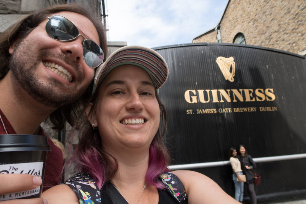 selfie in front of the Guinness Storehouse and Brewery